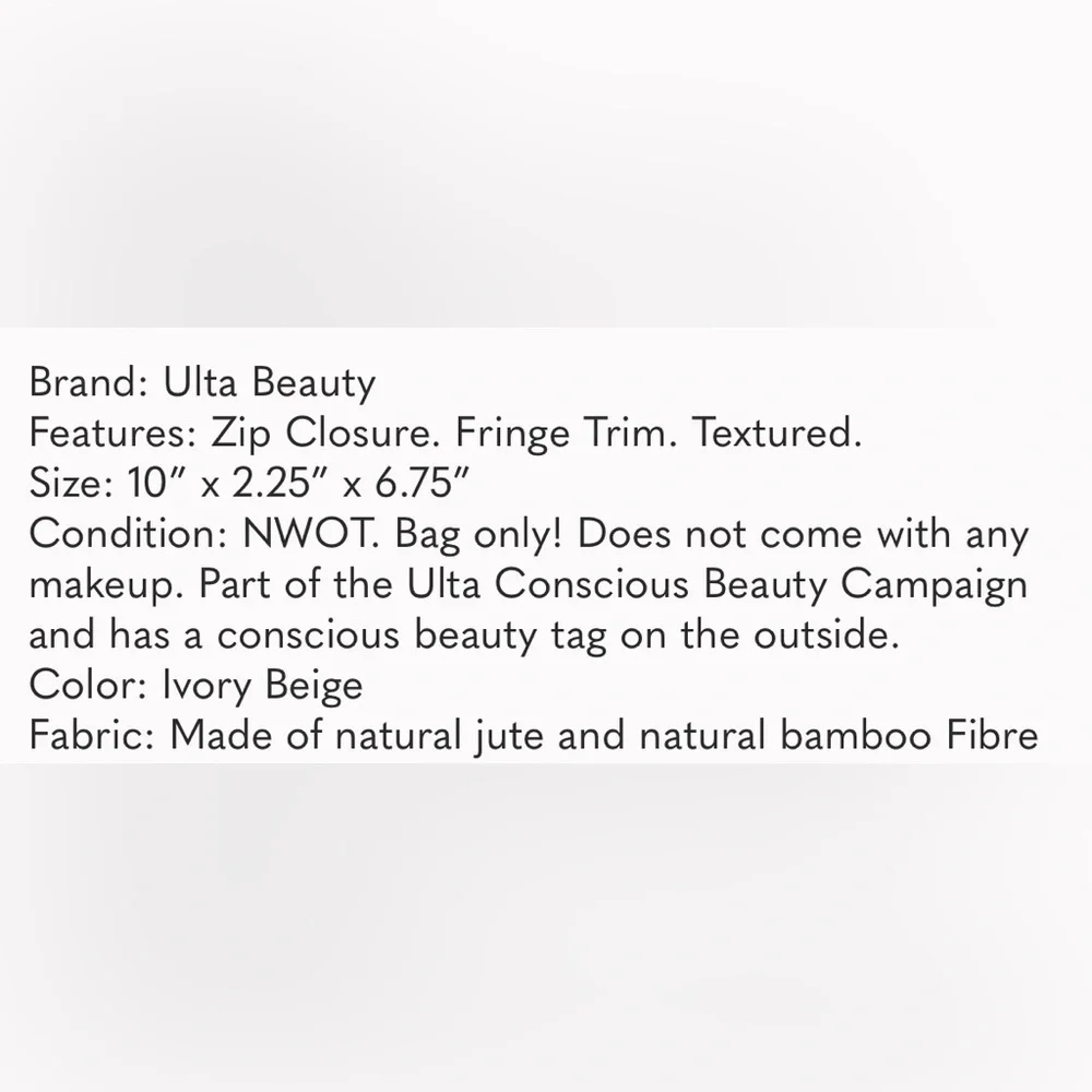 Ulta Beauty large bamboo fiber cosmetic bag